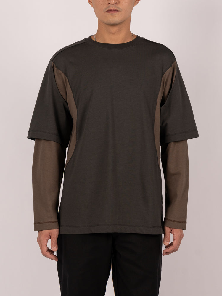 AFFXWRKS Dual Sleeve T-Shirt (Soft Black/ Soft Brown)