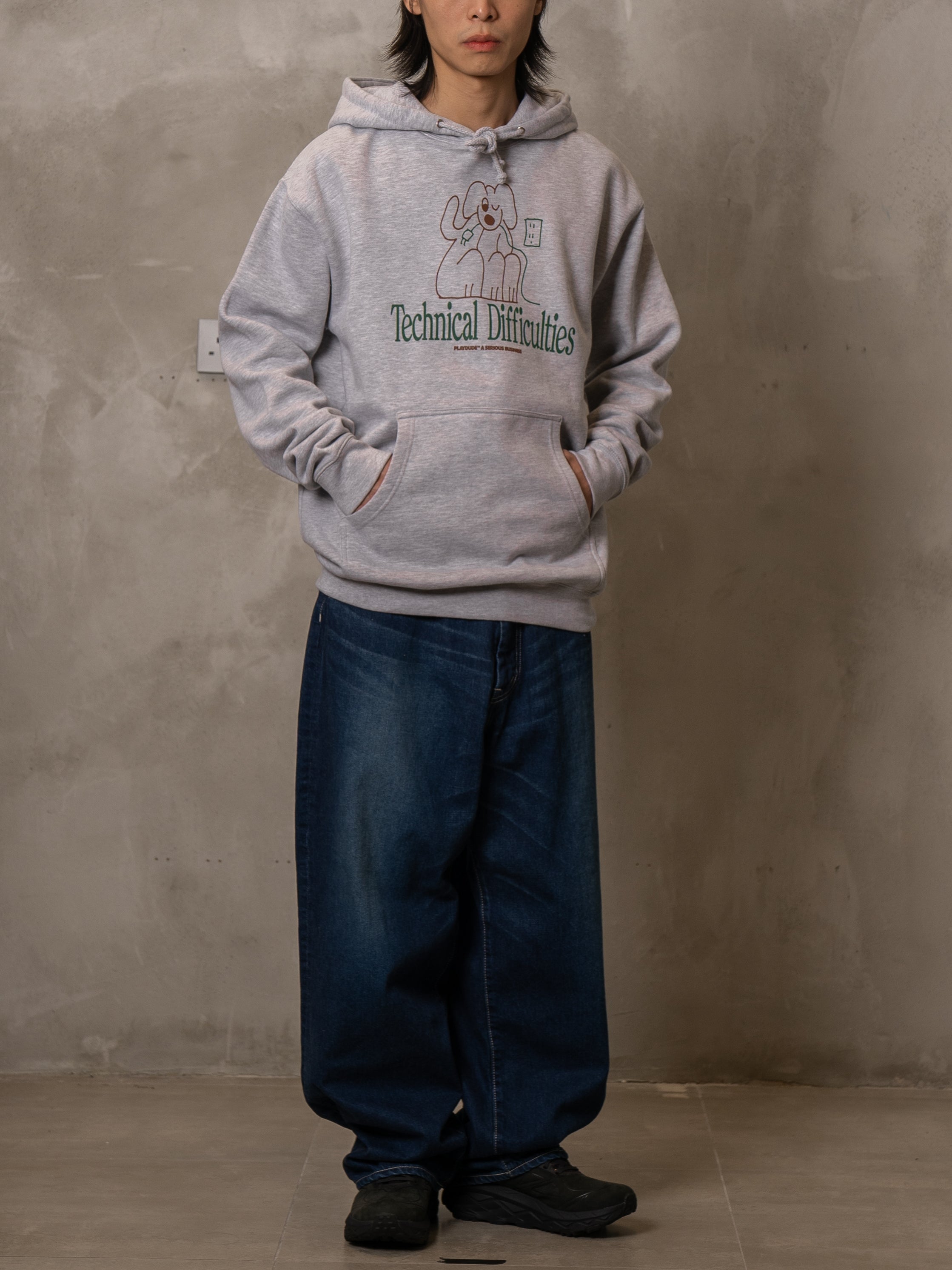 PLAYDUDE Technical Difficulties Pullover Hood (灰色)