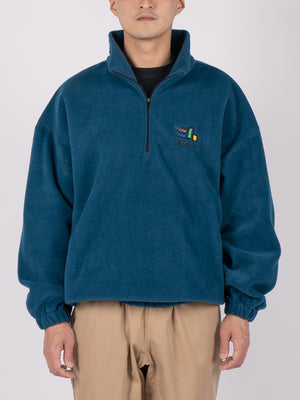 CONICHIWA bonjour Cb Fleece Soft Half Zip Pullover (Blue Green)